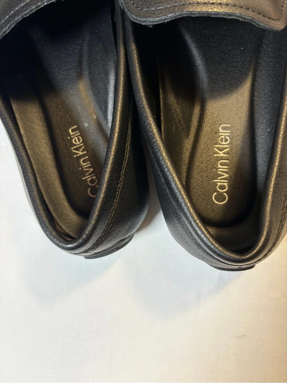 Calvin Klein Oliver Black Pebble-Grain Leather Slip-On Loafers Size 10 New